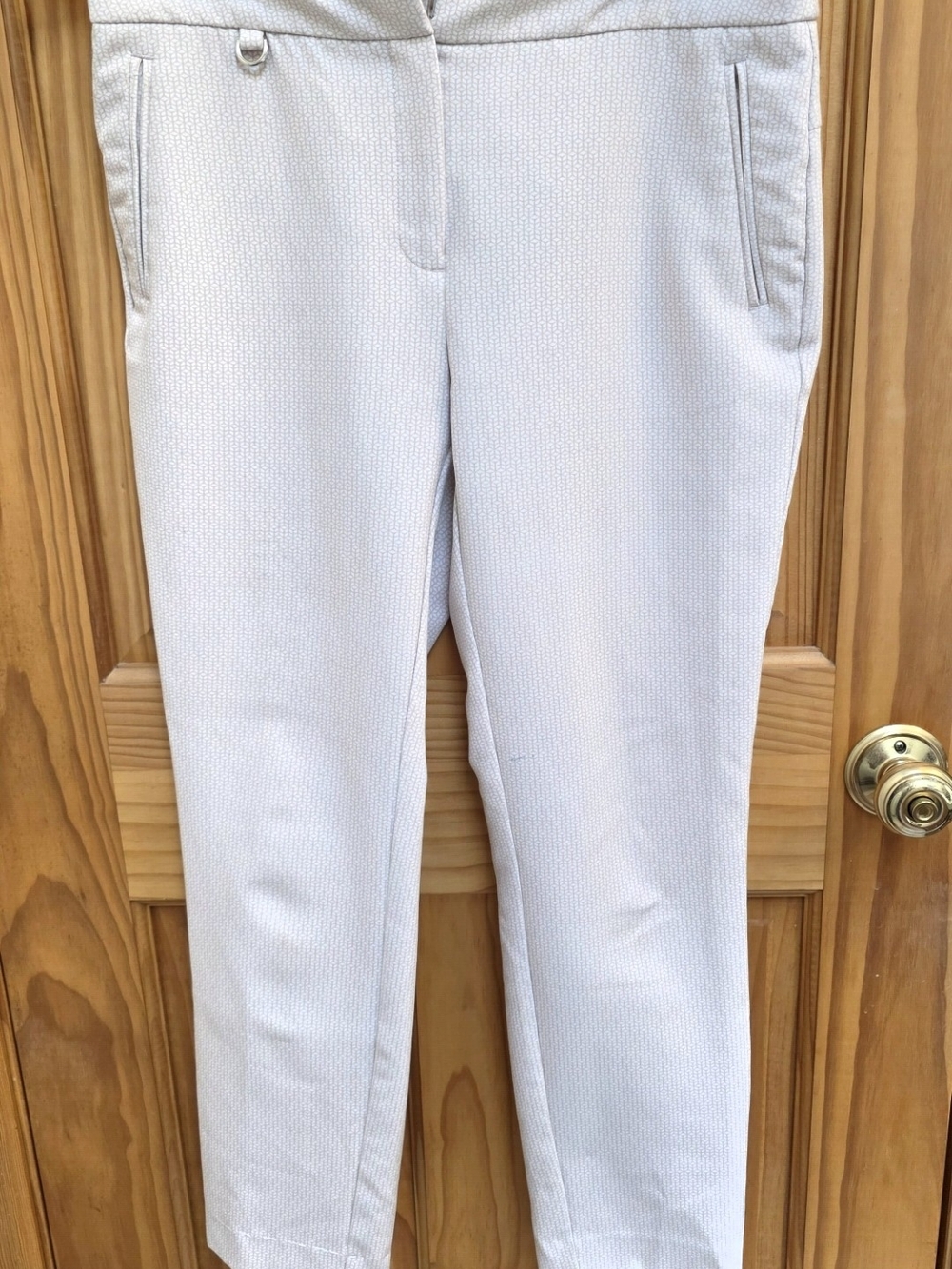 Adrianna Papell Cream Patterned Straight-Leg Pants